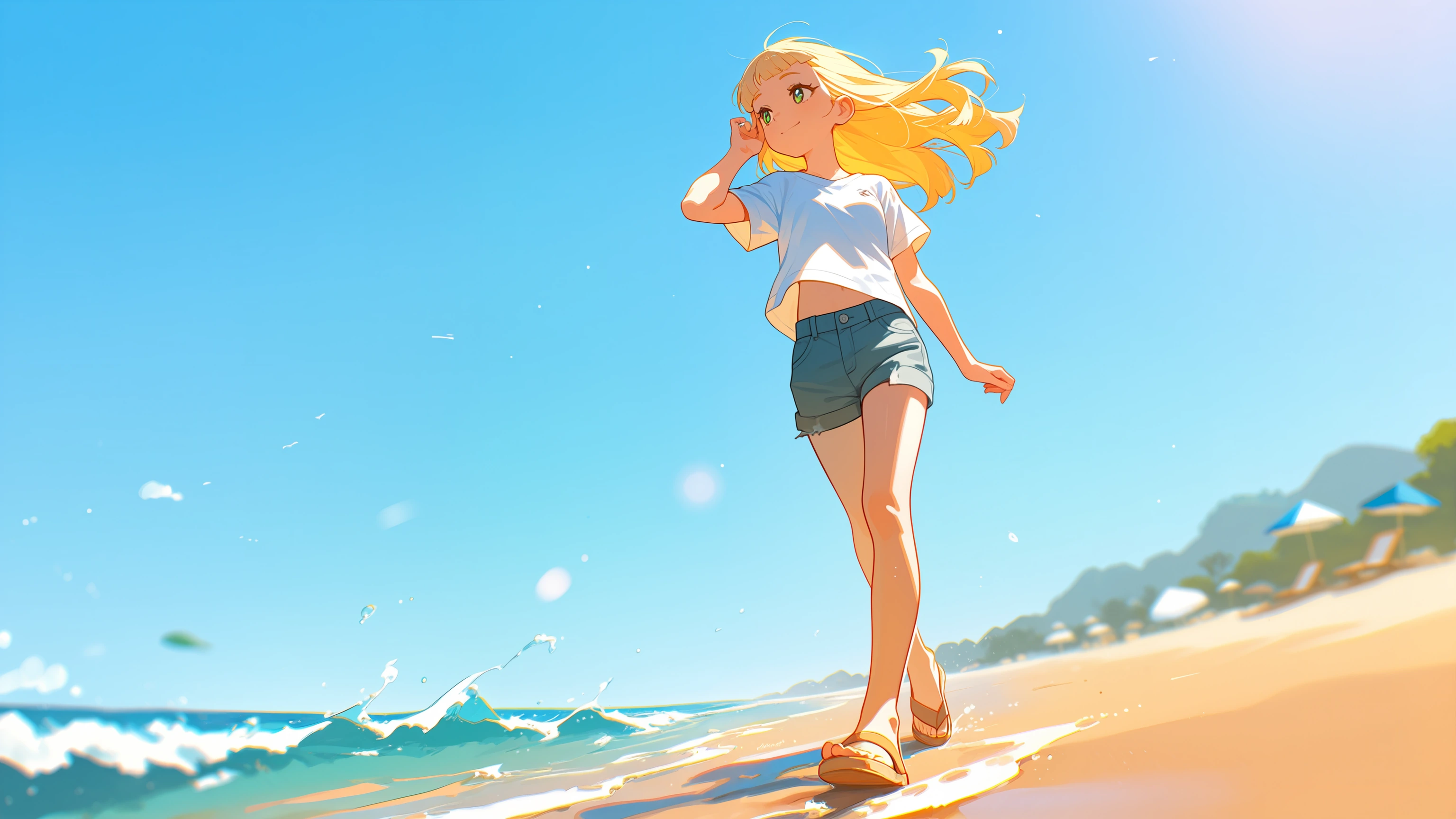 Animaで生成した1人キャラの浜辺サンプル