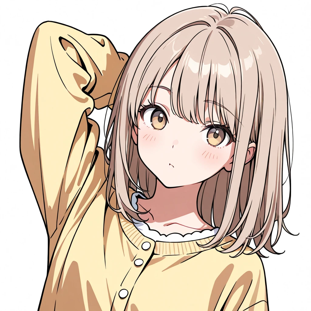 腕を頭の後ろへの女性サンプル