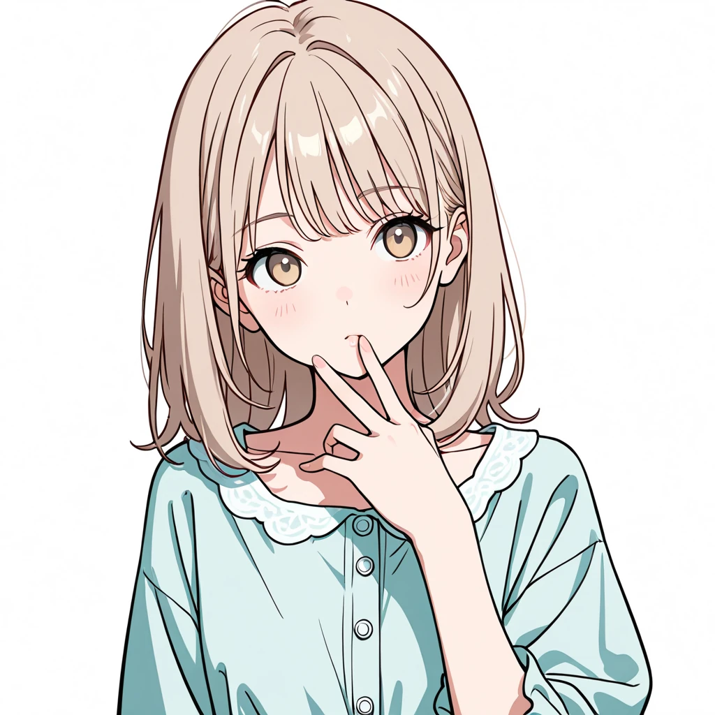 複数の指を口元への女性サンプル