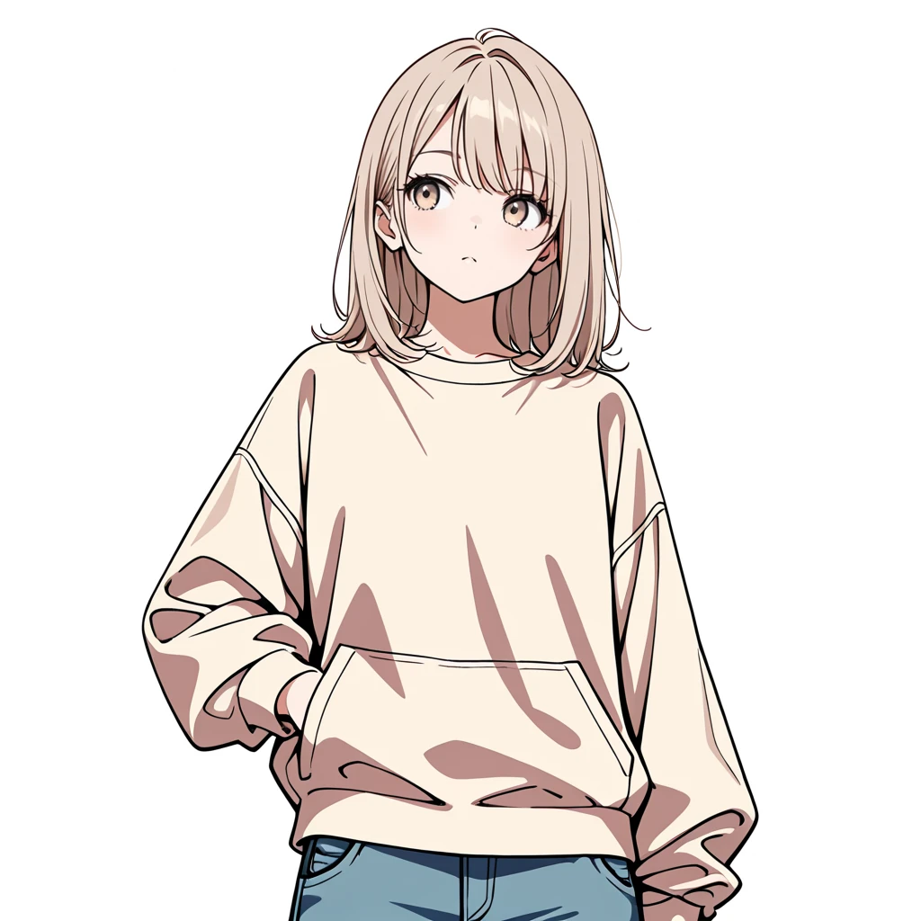 片手をポケットに入れるの女性サンプル