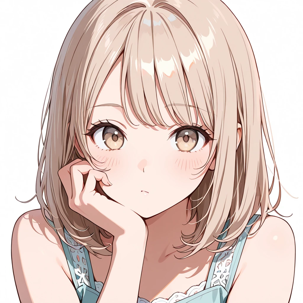 顔に片手の女性サンプル
