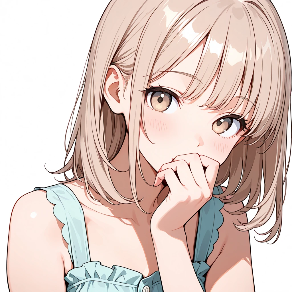 口に手を重ねるの女性サンプル
