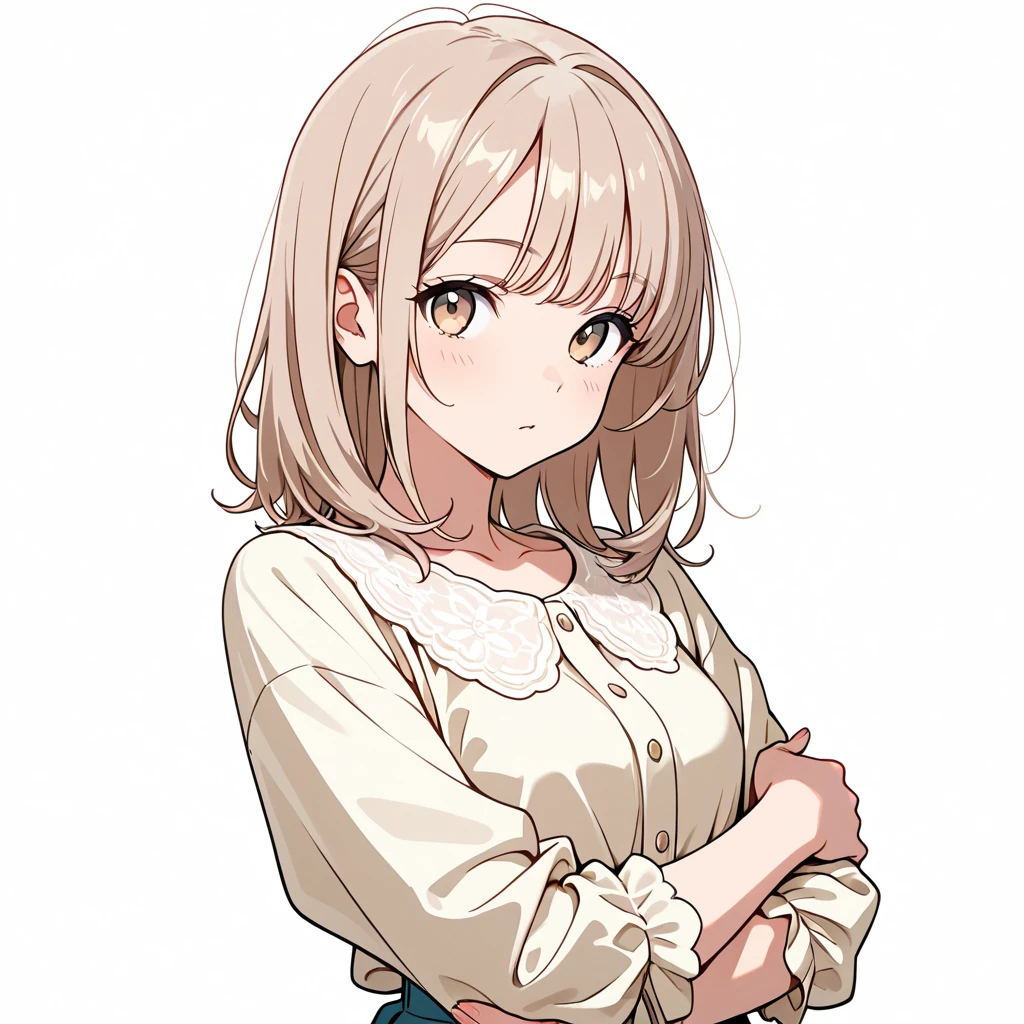 自分の腕を抱くの女性サンプル