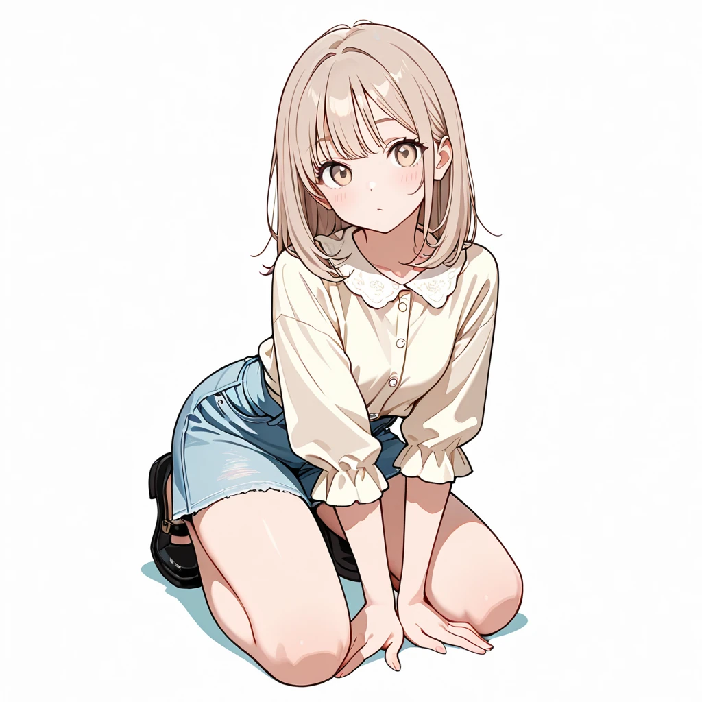 膝をつくの女性サンプル