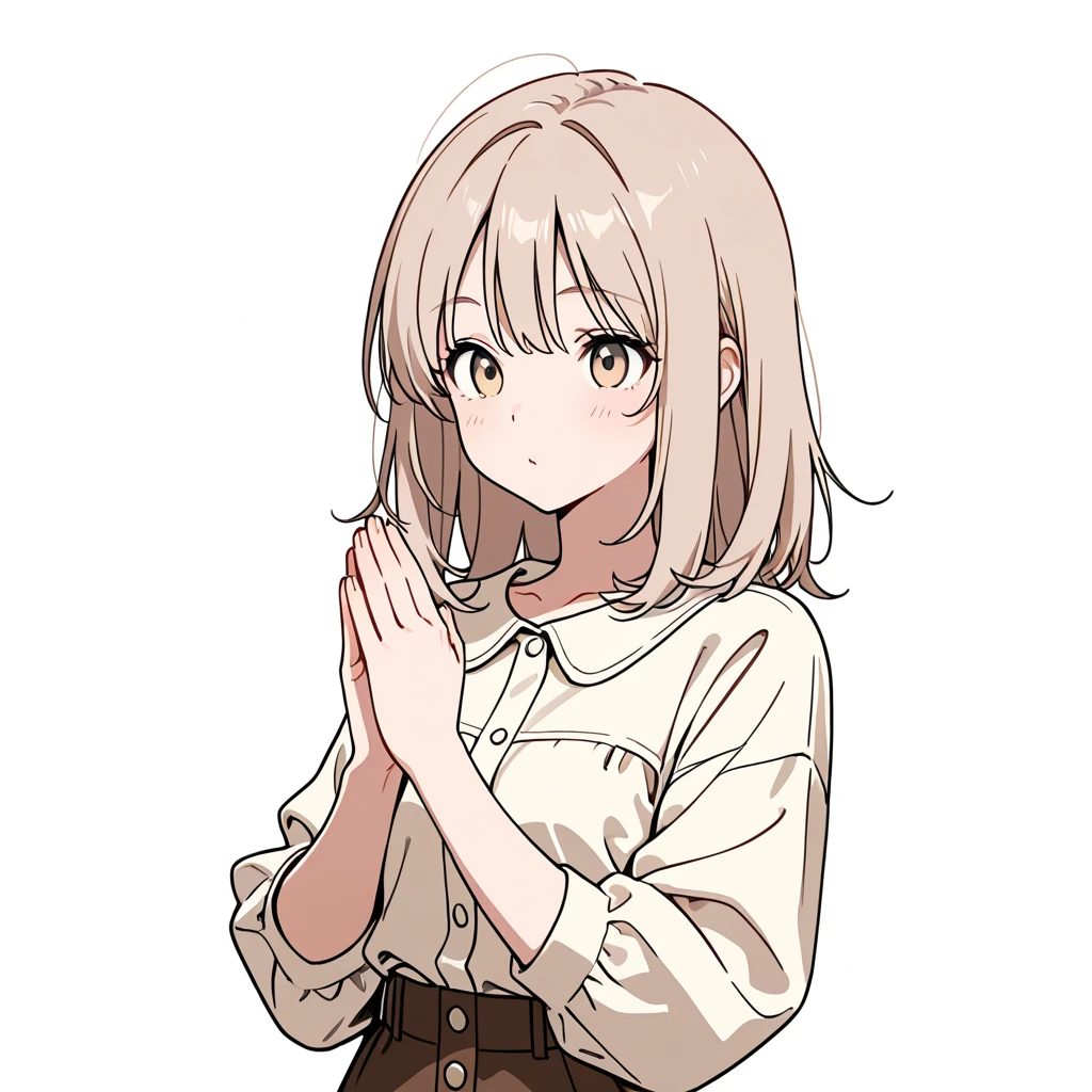 手のひらを合わせるの女性サンプル