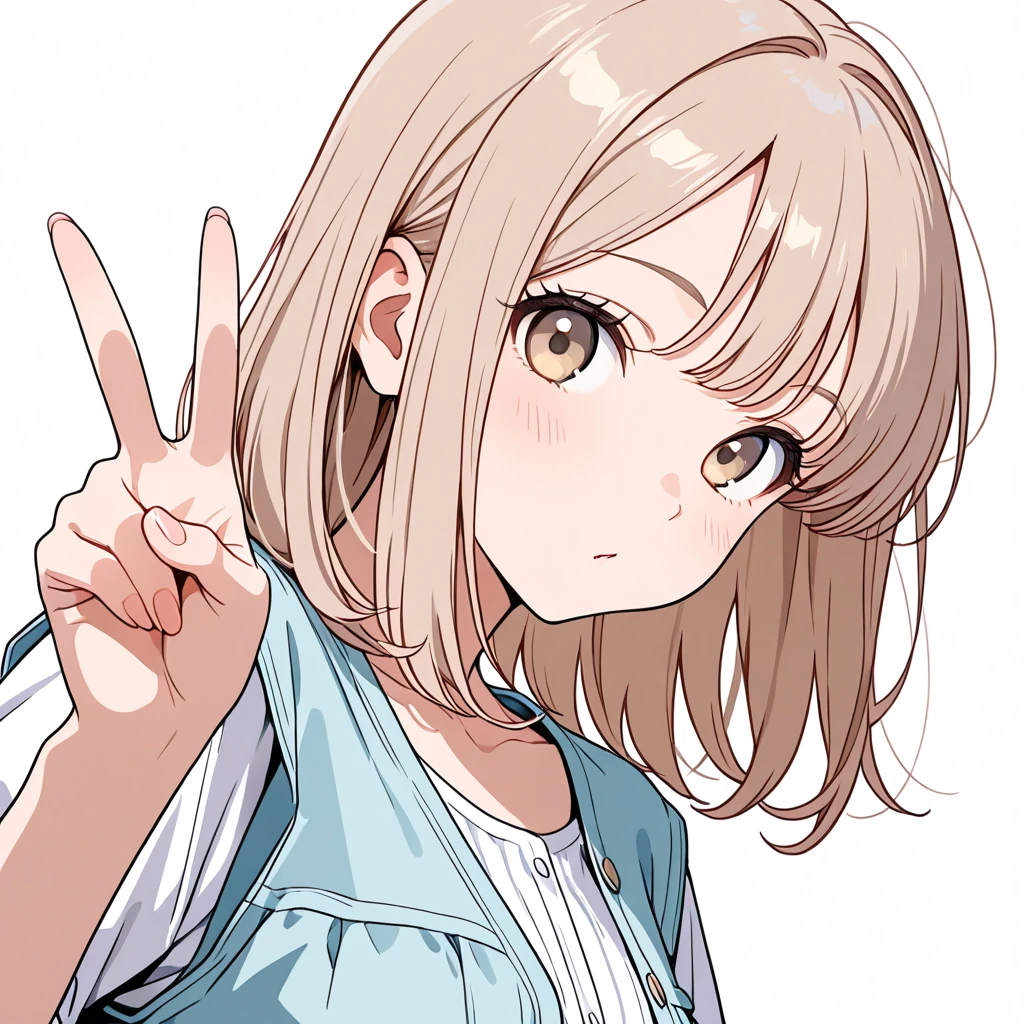 ピースサインの女性サンプル