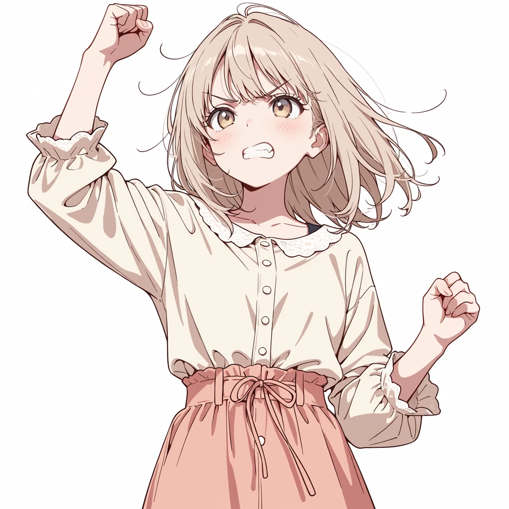 拳を上げるの女性サンプル
